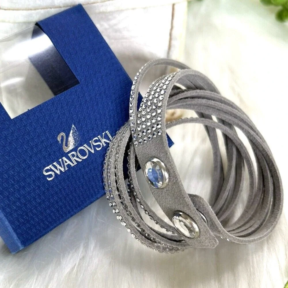 Authentic Swarovski Slake Light Gray Wrap Bracelet ( choker ). RETIRED. BNIB. - Picture 7 of 13